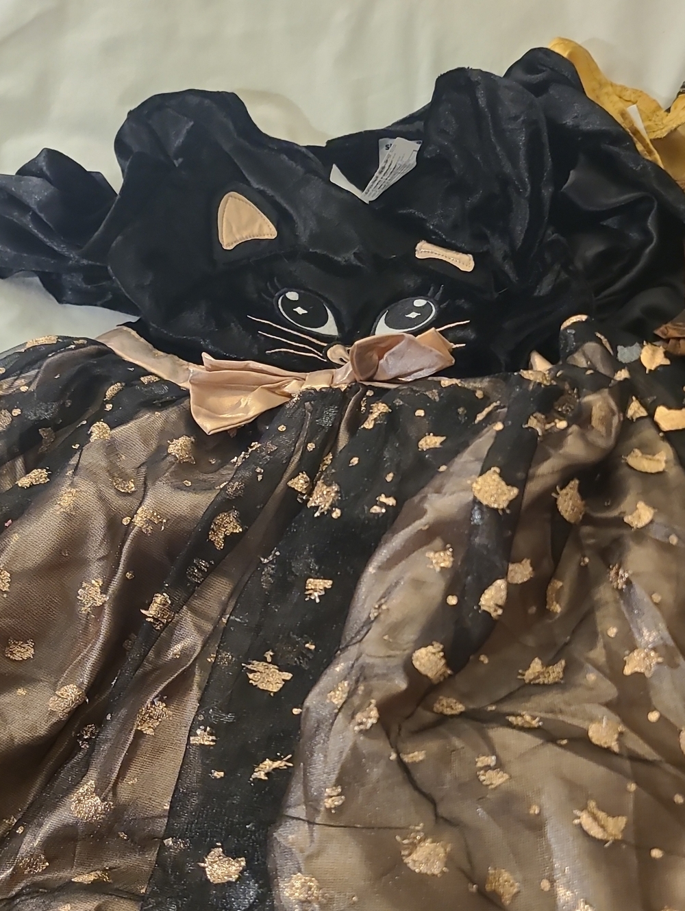 Black & Gold Cat Embellished Dress